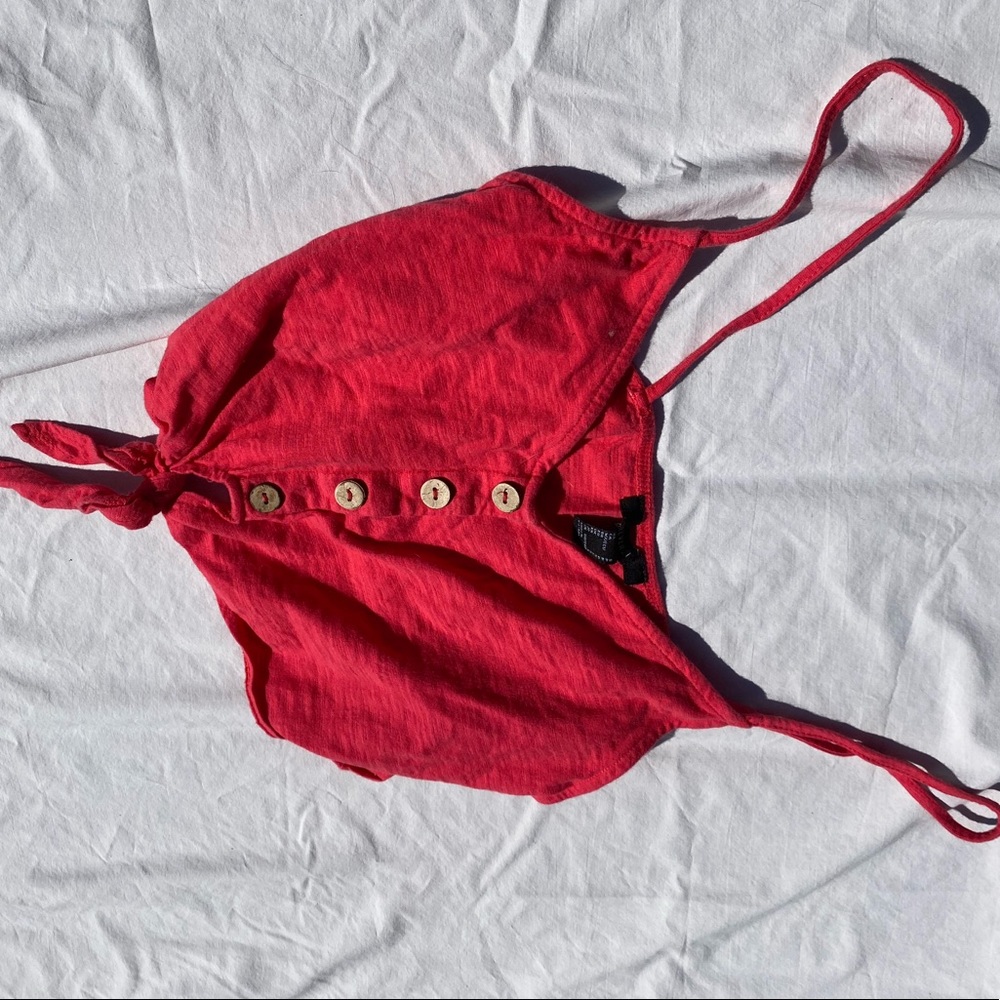 cropped red tank top